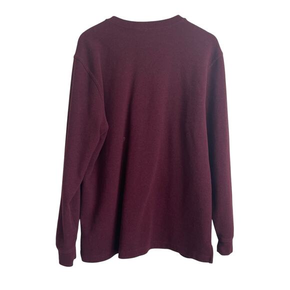 LL Bean Mens Shirt L Maroon Henley Waffle Knit Cotton Gorpcore Hike Camp Comfort - Picture 3 of 9
